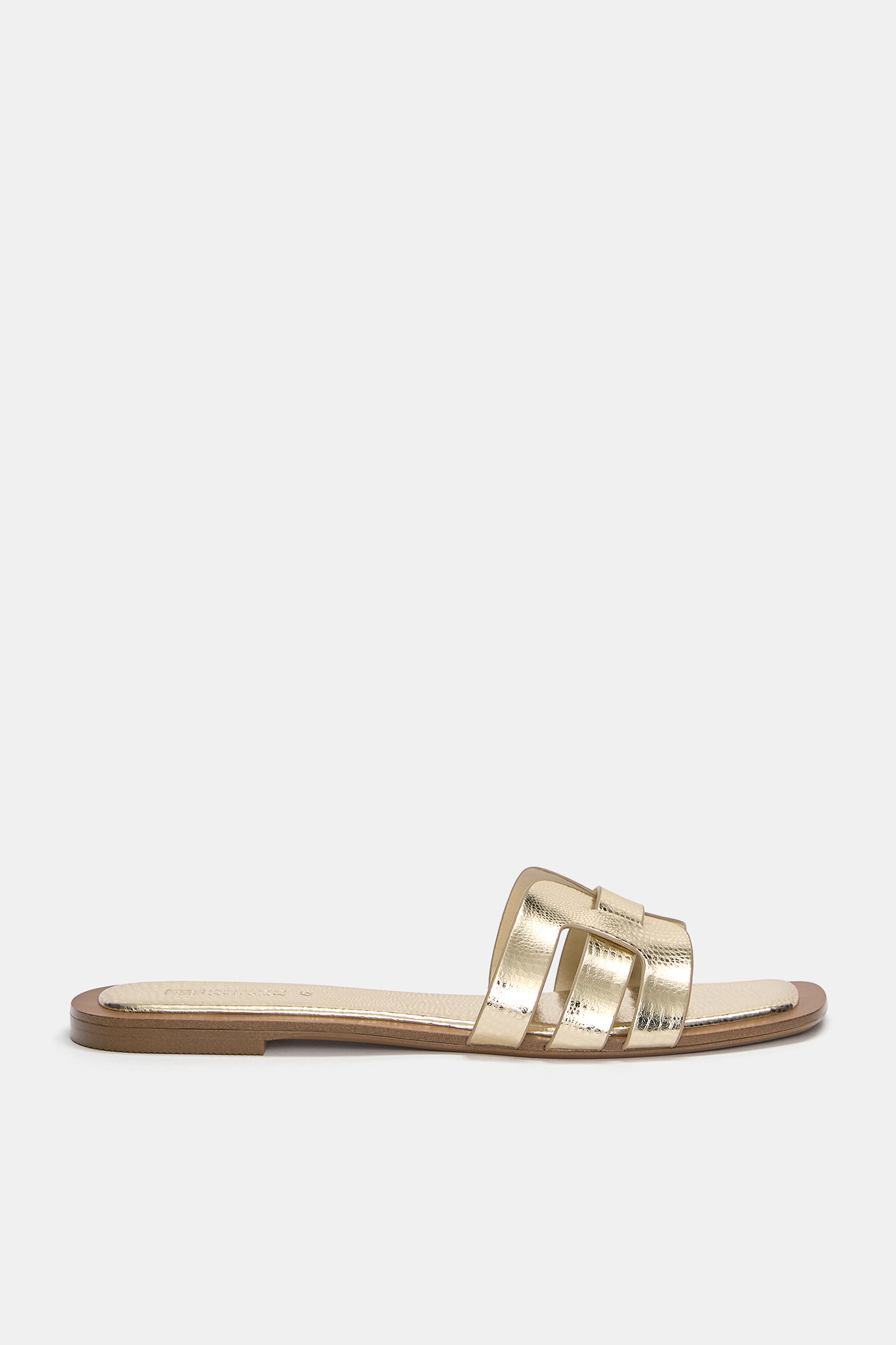 gold crossover flat sandals