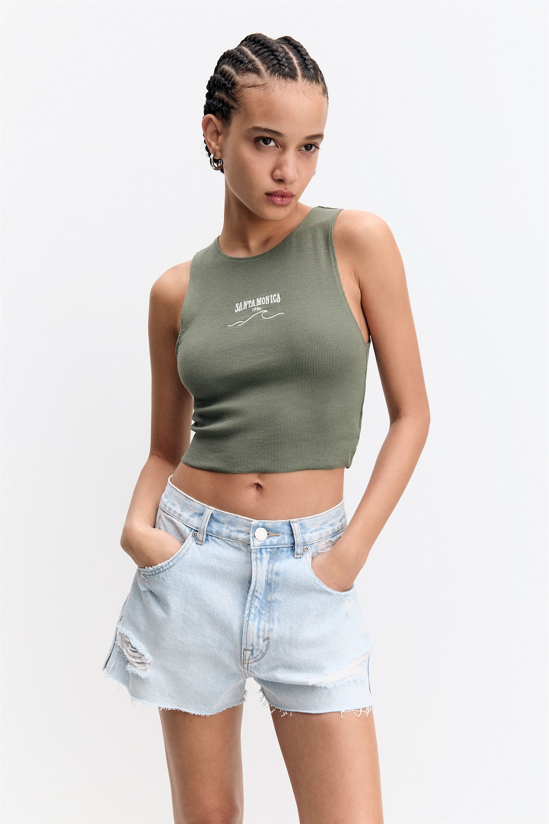 Embroidered graphic tank top