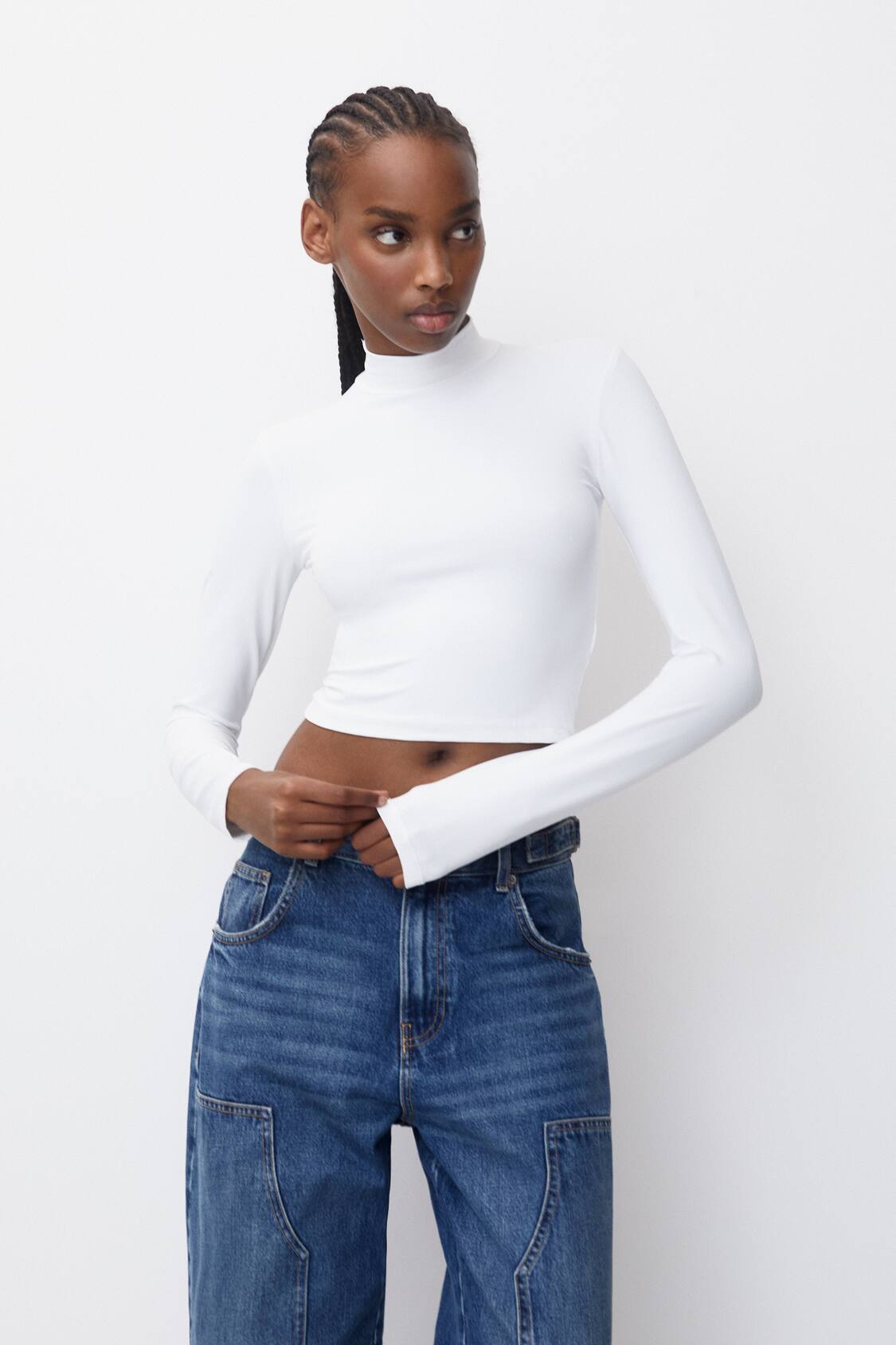 Begin with the Basics White Long Sleeve Crop Top