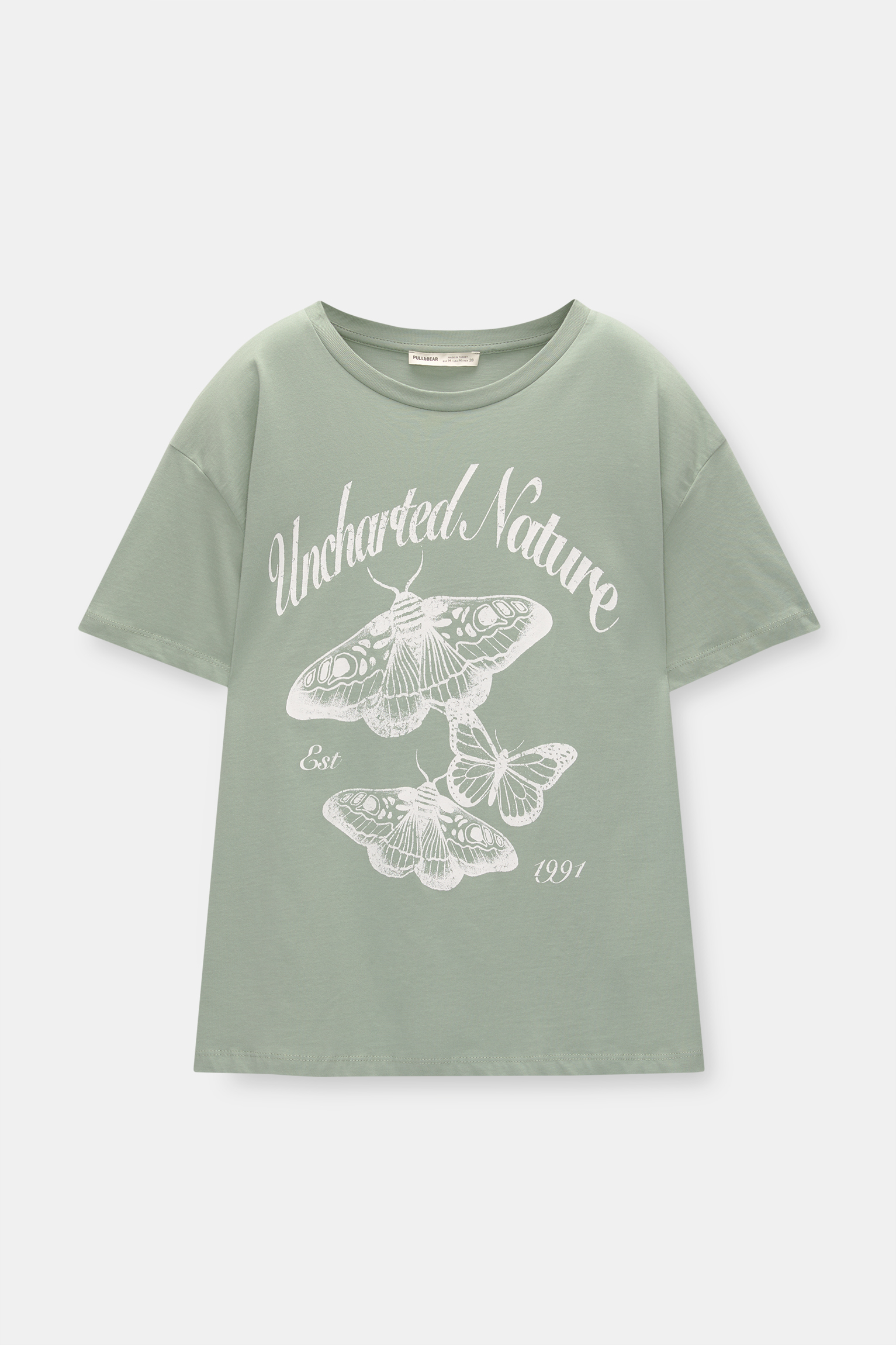 Grünes Shirt mit Schmetterlingsmotiv - PULL&BEAR