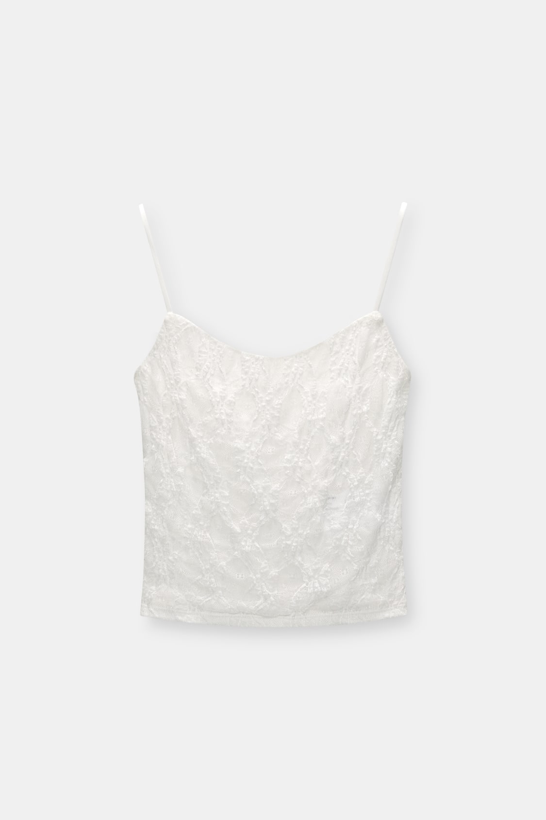 Stradivarius 90's ribbed cami with lace detail in grey