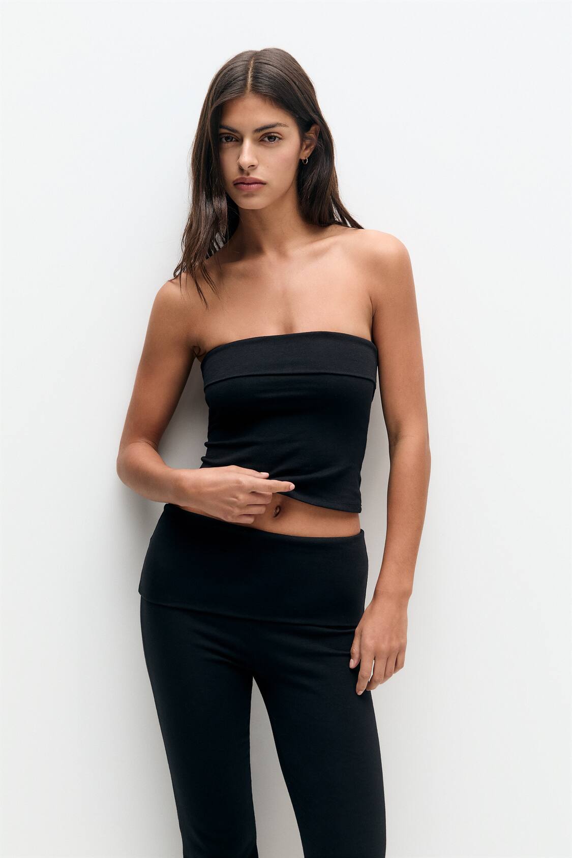 Bandeau top with turn-down neckline - PULL&BEAR