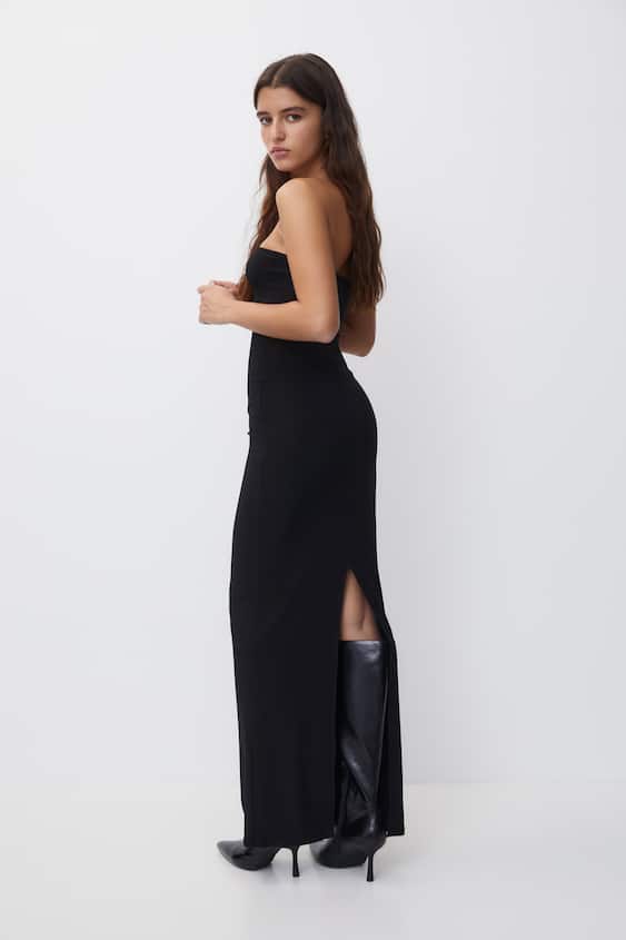 Comprar Mini vestido en efecto cuero negro Vestidos ajustados cortos
