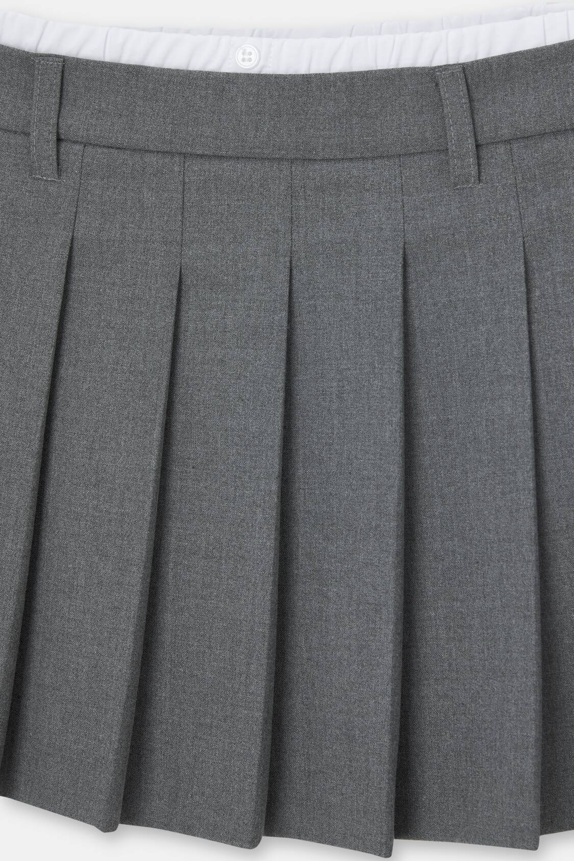 DOUBLE WAIST BOX PLEAT SKORT - Gray marl