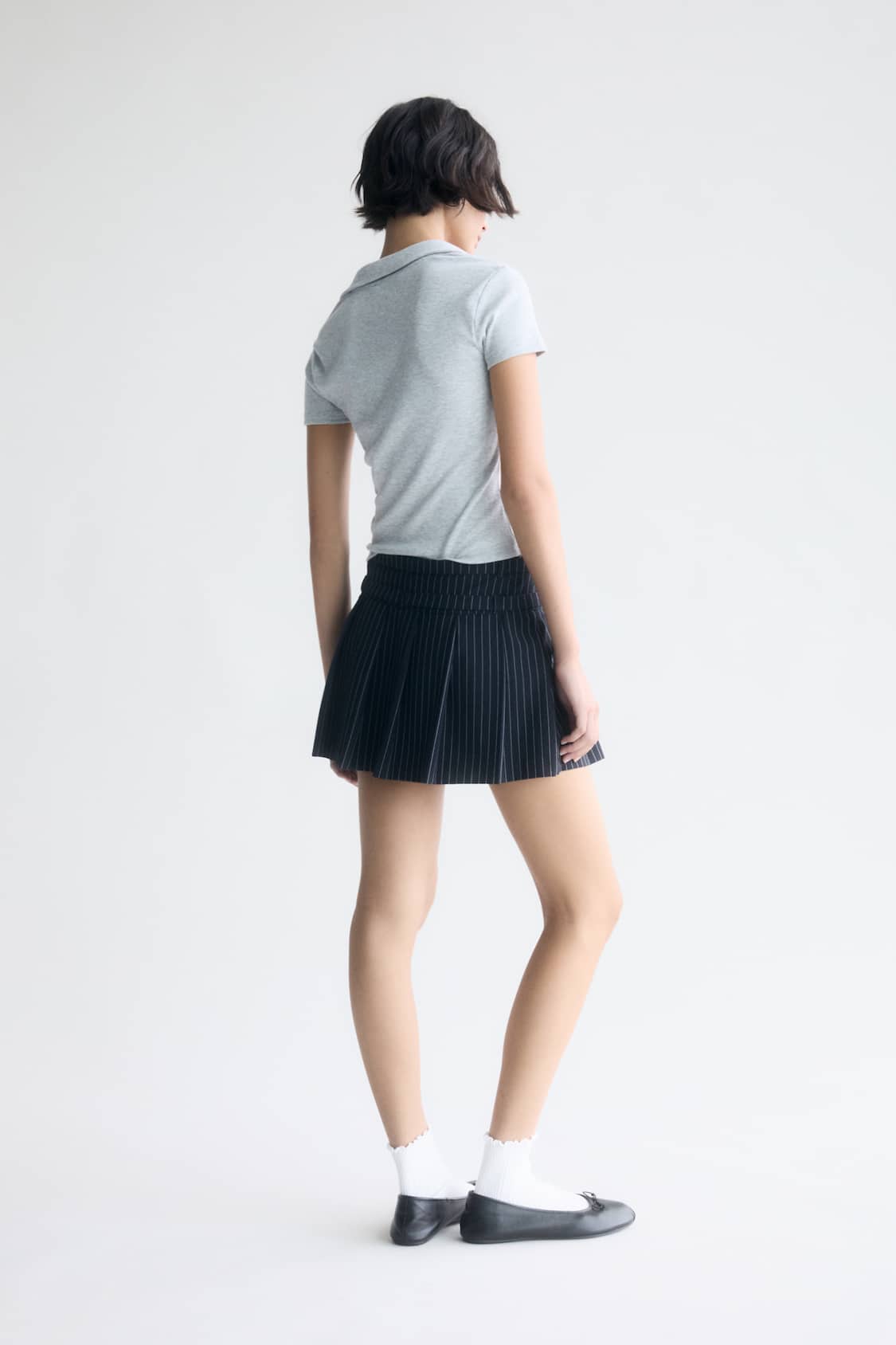 Skort with box pleats and double belt - PULL&BEAR