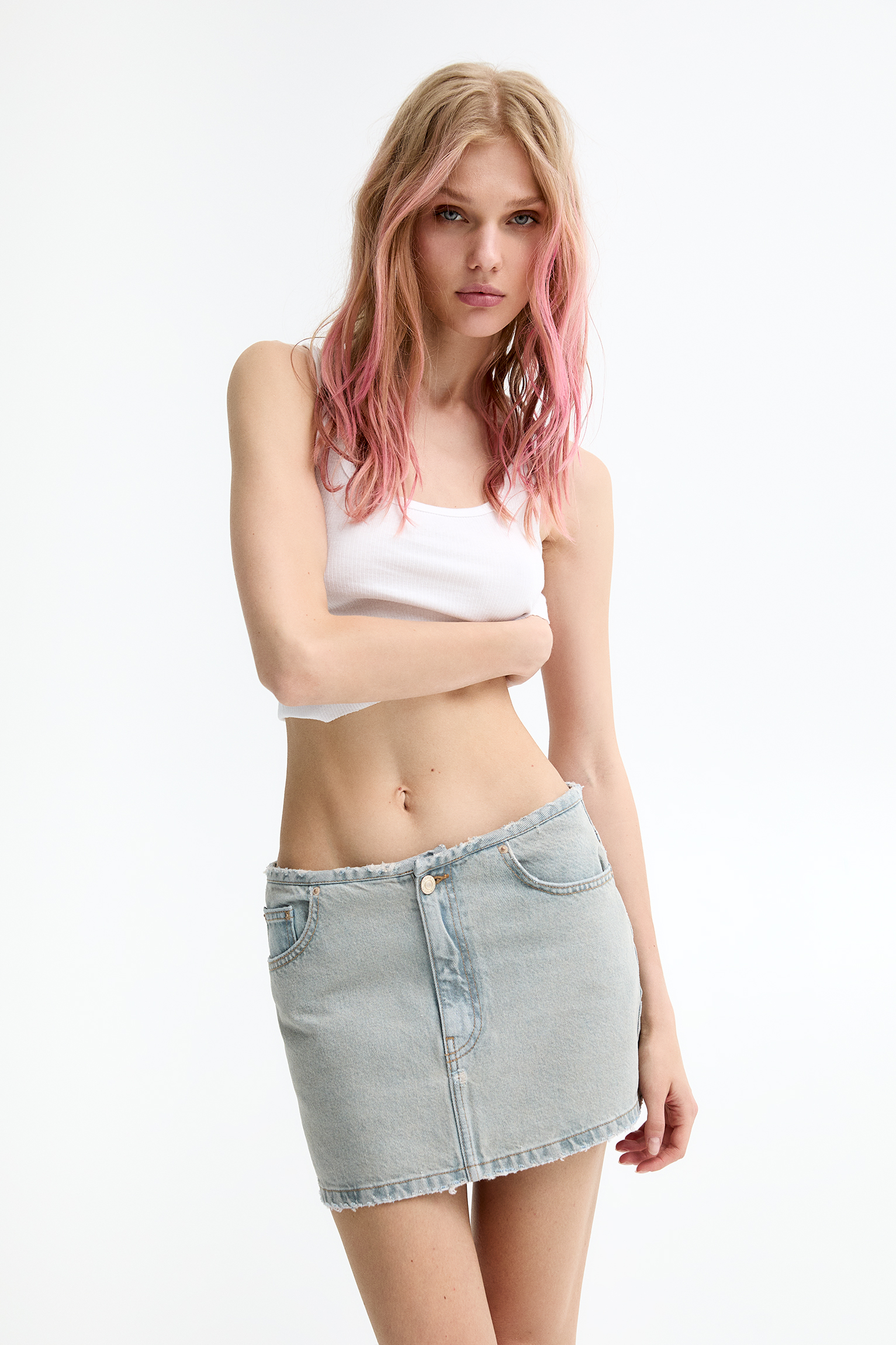 Pull and bear Jean skirt | Leather flare skirt, Pull and bear jeans, Yellow denim  skirt