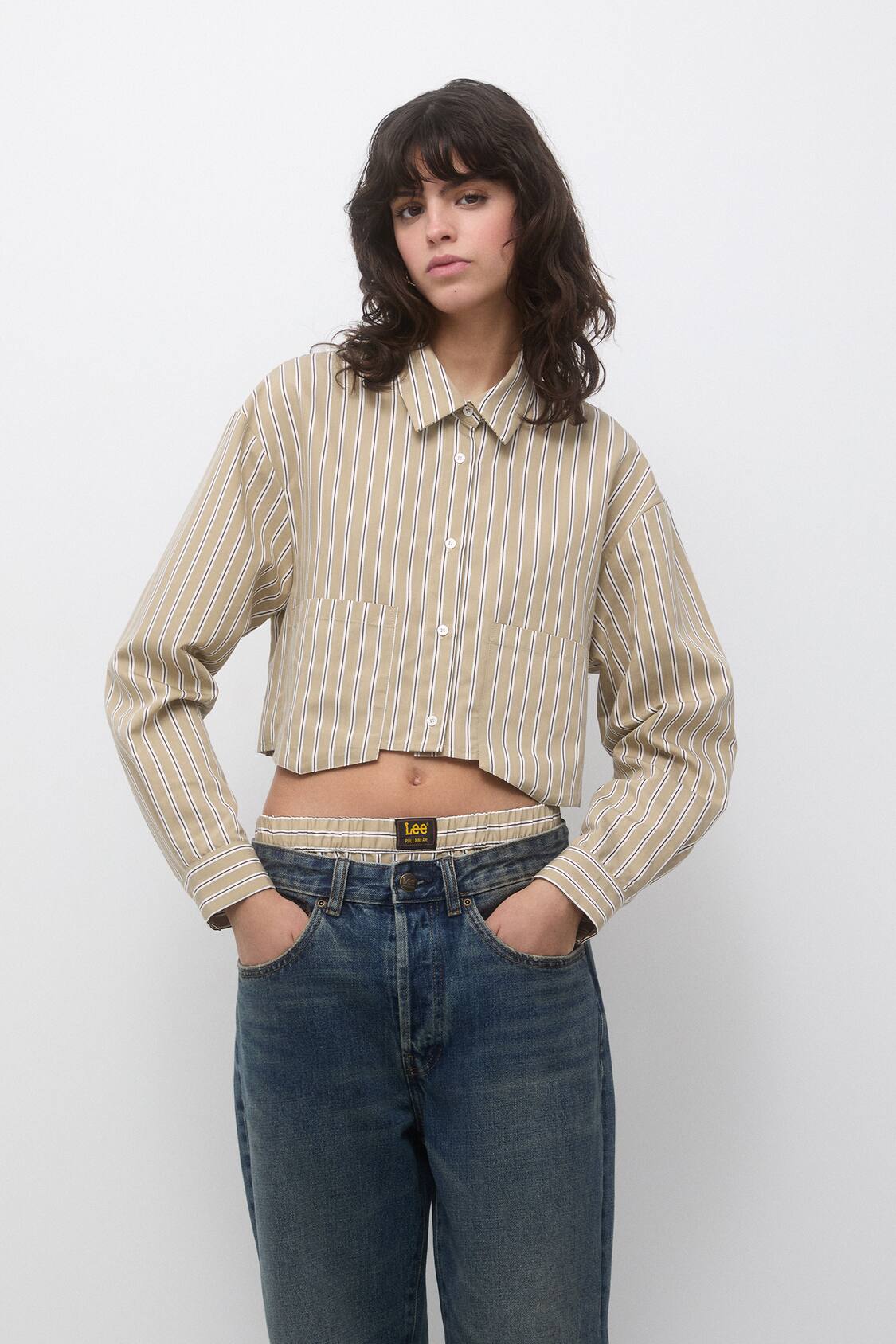 Blusa de mujer Blusa de manga larga cruzada con estampado de cadenas por  toda la prenda