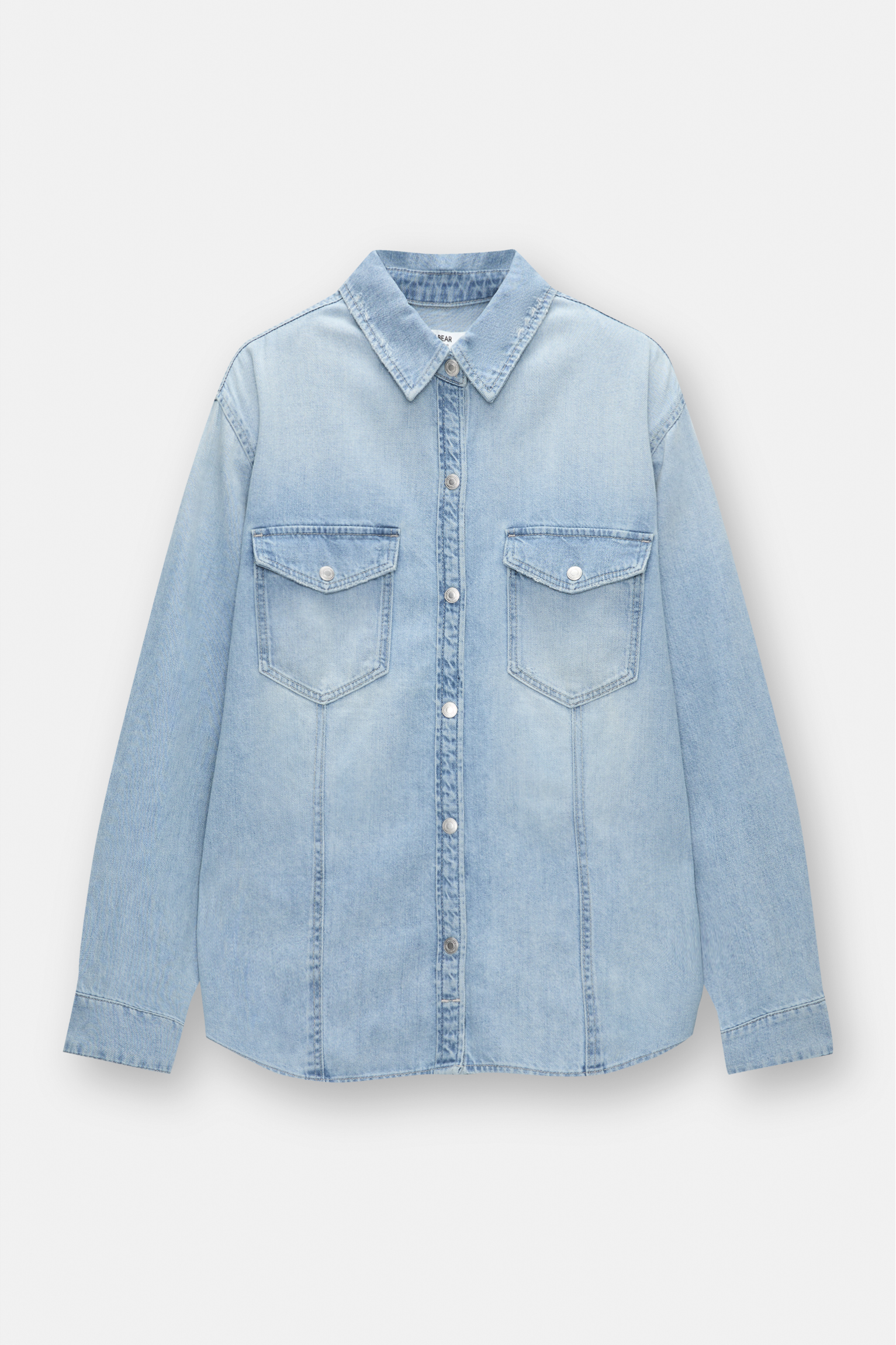 Pull&Bear Denim Shirt In Light Wash Gray In Regular Fit, $26 | Asos |  Lookastic