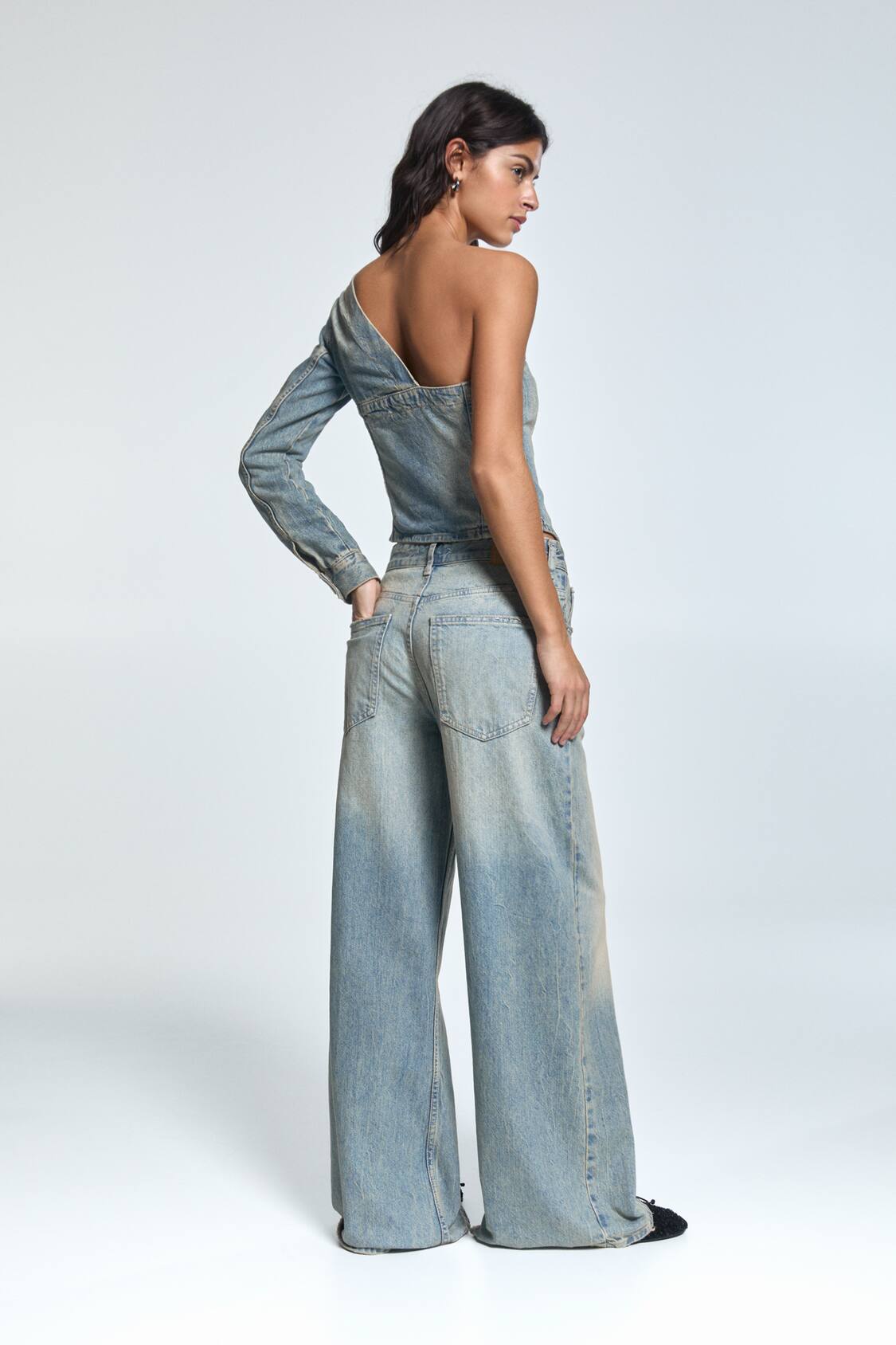 Asymmetric denim jumpsuit - PULL&BEAR