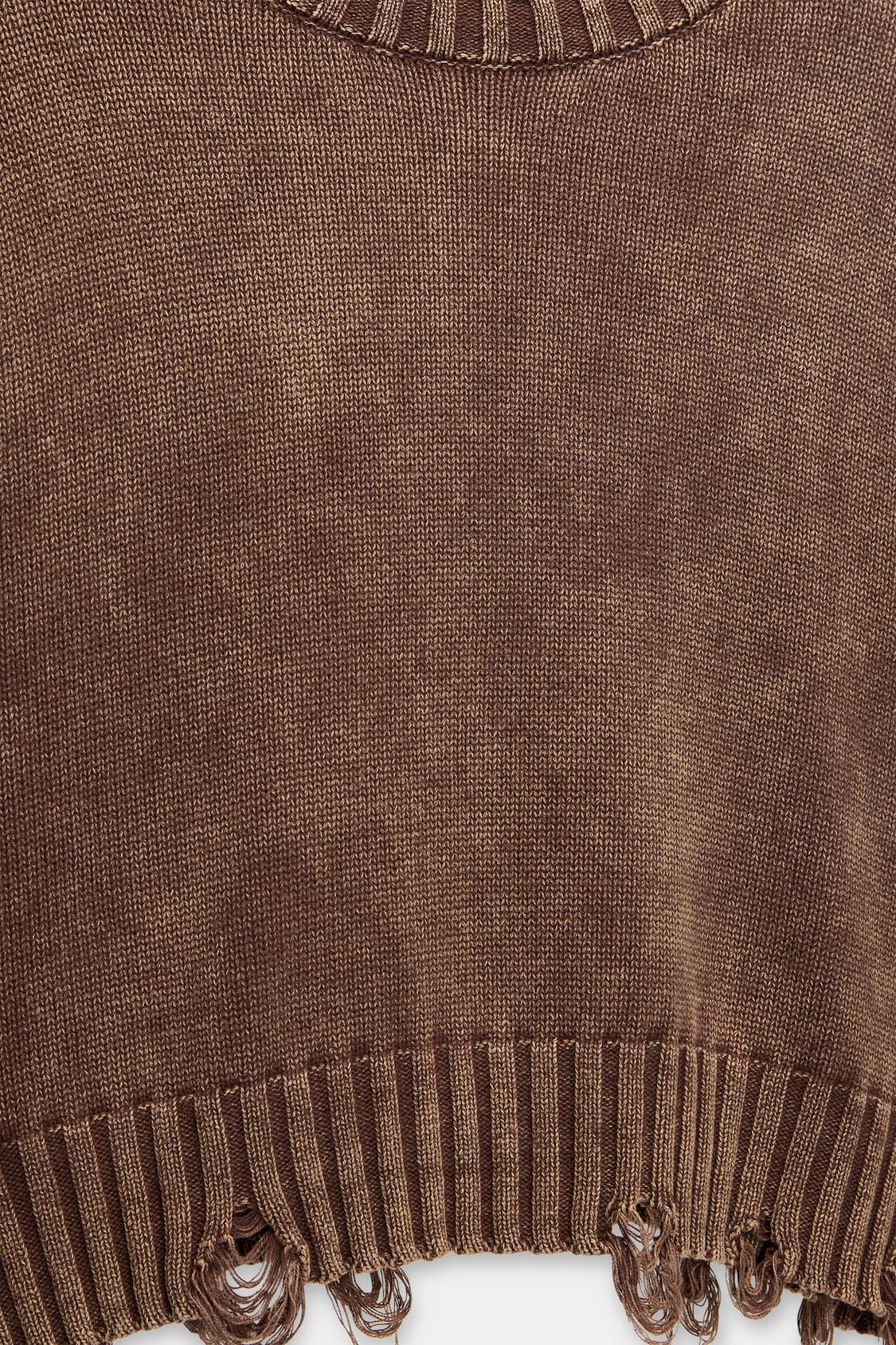 RIPPED RIBBED SWEATER - Brown / Taupe