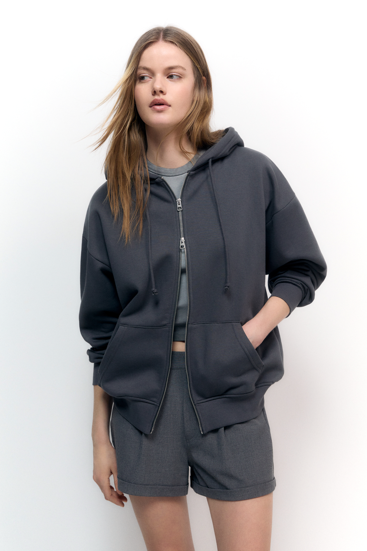 Oversize zip-up hoodie - PULL&BEAR