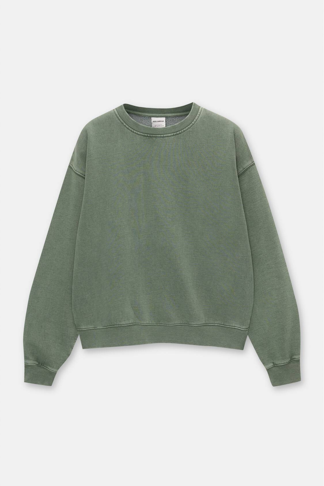 Pull&Bear oversized sweatshirt in washed khaki