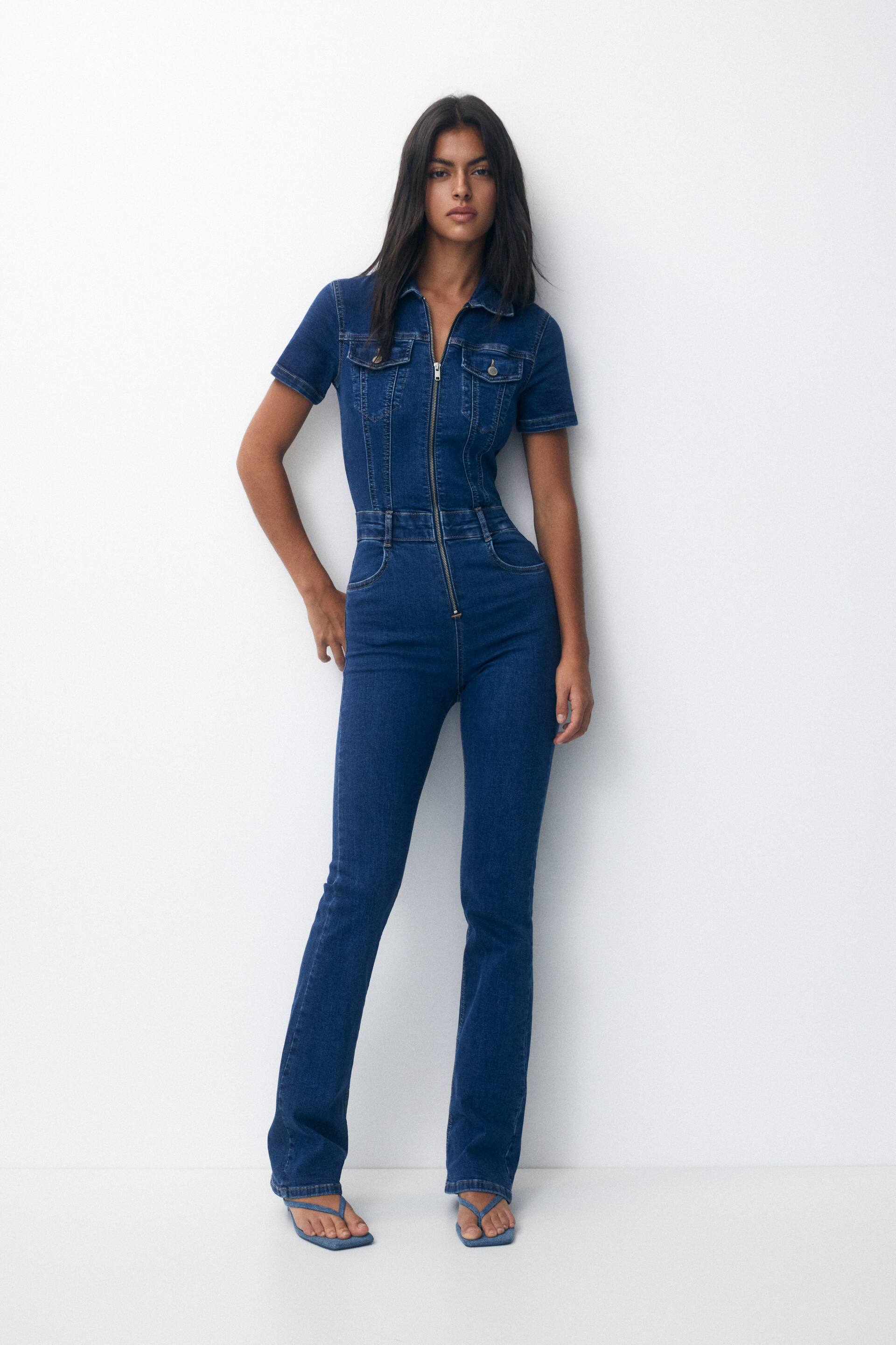 Halter jumpsuit with rhinestone cut-out - PULL&BEAR