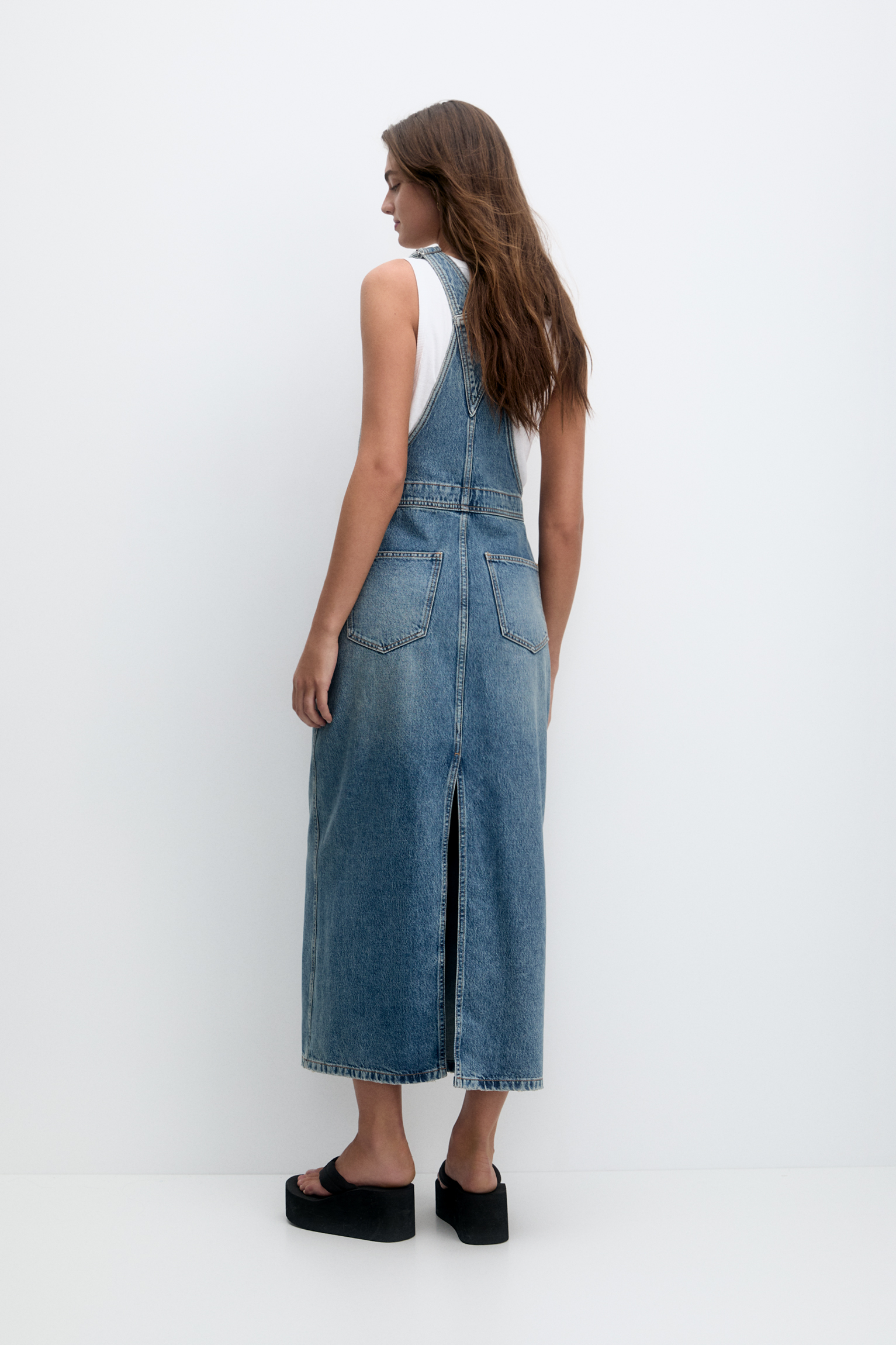 Amazon.com: Women's Slant Pocket Split Back Denim Overall Dress Without Tee  (Color : Light Wash, Size : P) : Everything Else