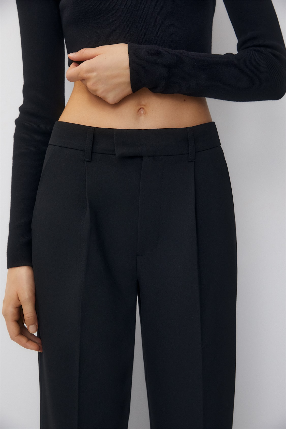 Wide-leg smart trousers with darts - PULL&BEAR