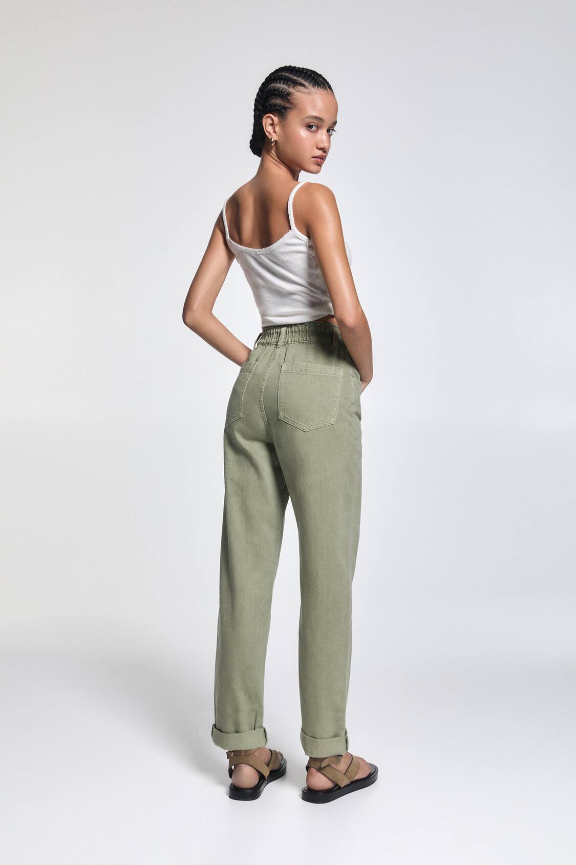 Straight fit paperbag pants - pull&bear