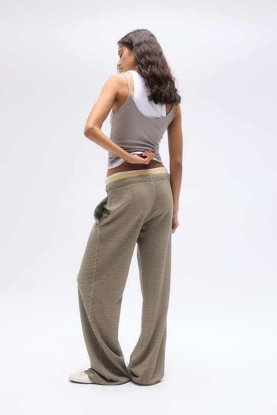 Wide Leg Jogger in Pale Grey Marle
