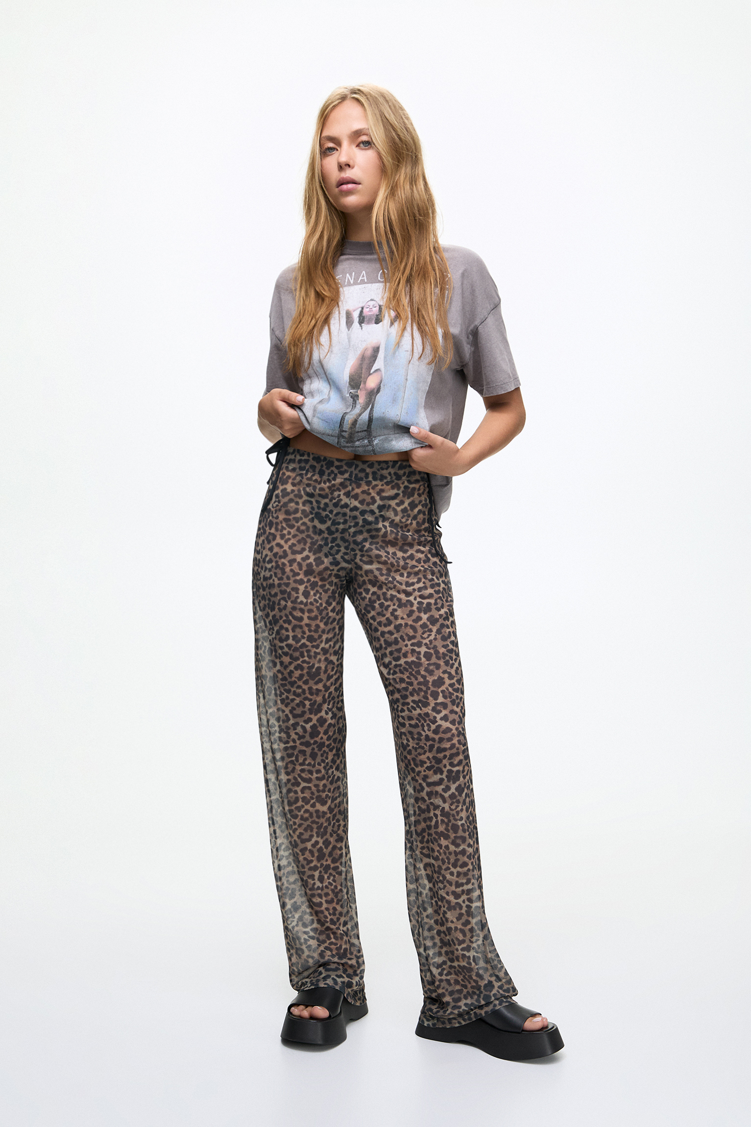 Straight leopard print pants