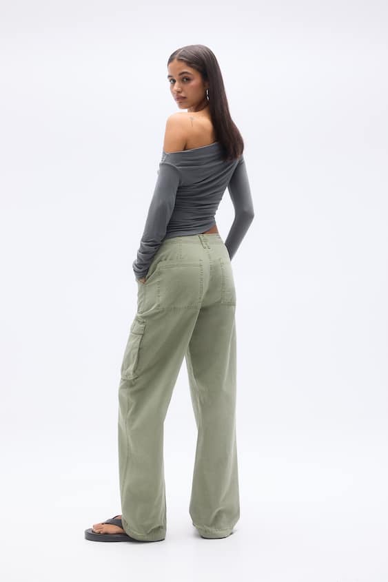 Pantalon Cargo Femme Vert Militaire Taille Haute – Noon Morocco