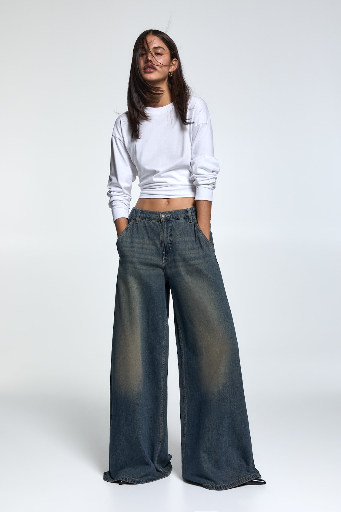 Wide-leg jeans with elastic waistband - PULL&BEAR