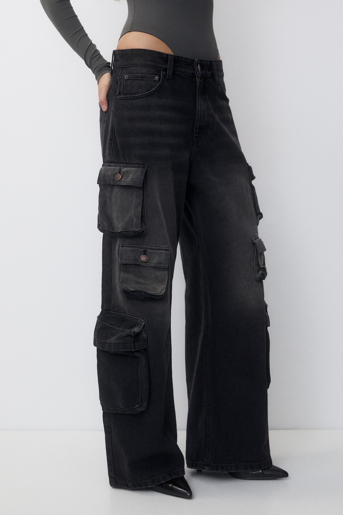 women Cargo trouser pant 6 pocket Mid waist Elastic adjustable