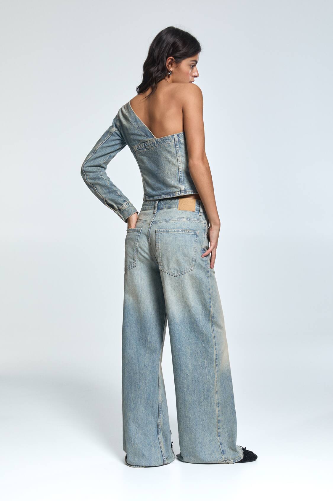  EXPOING Loose Jeans Wide Leg Denim Long Baggy Casual