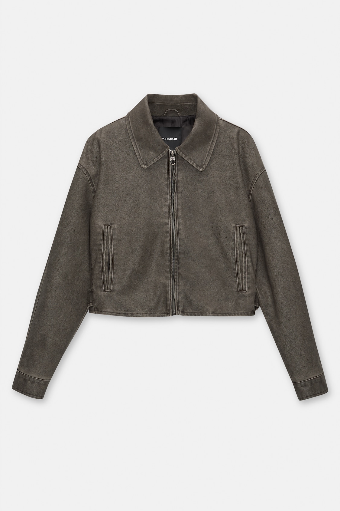 Distressed faux leather jacket - PULL&BEAR