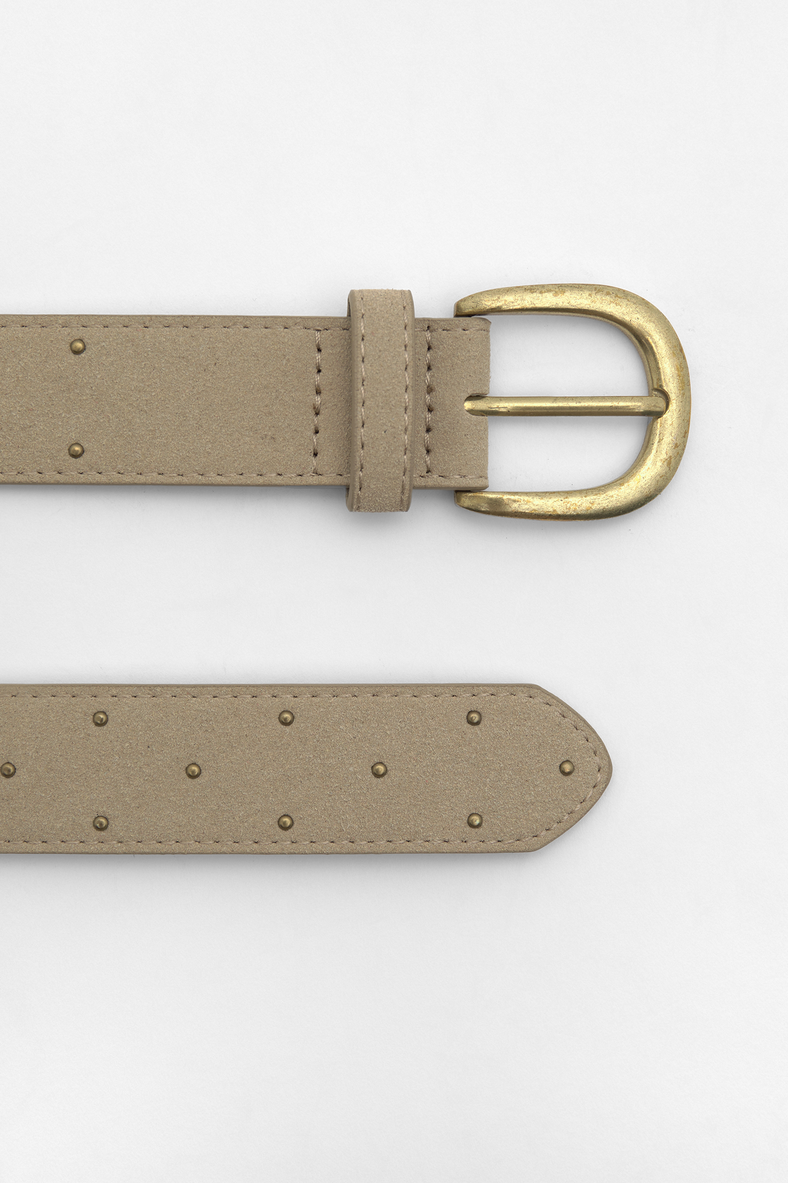 Studded split leather belt - pull&bear