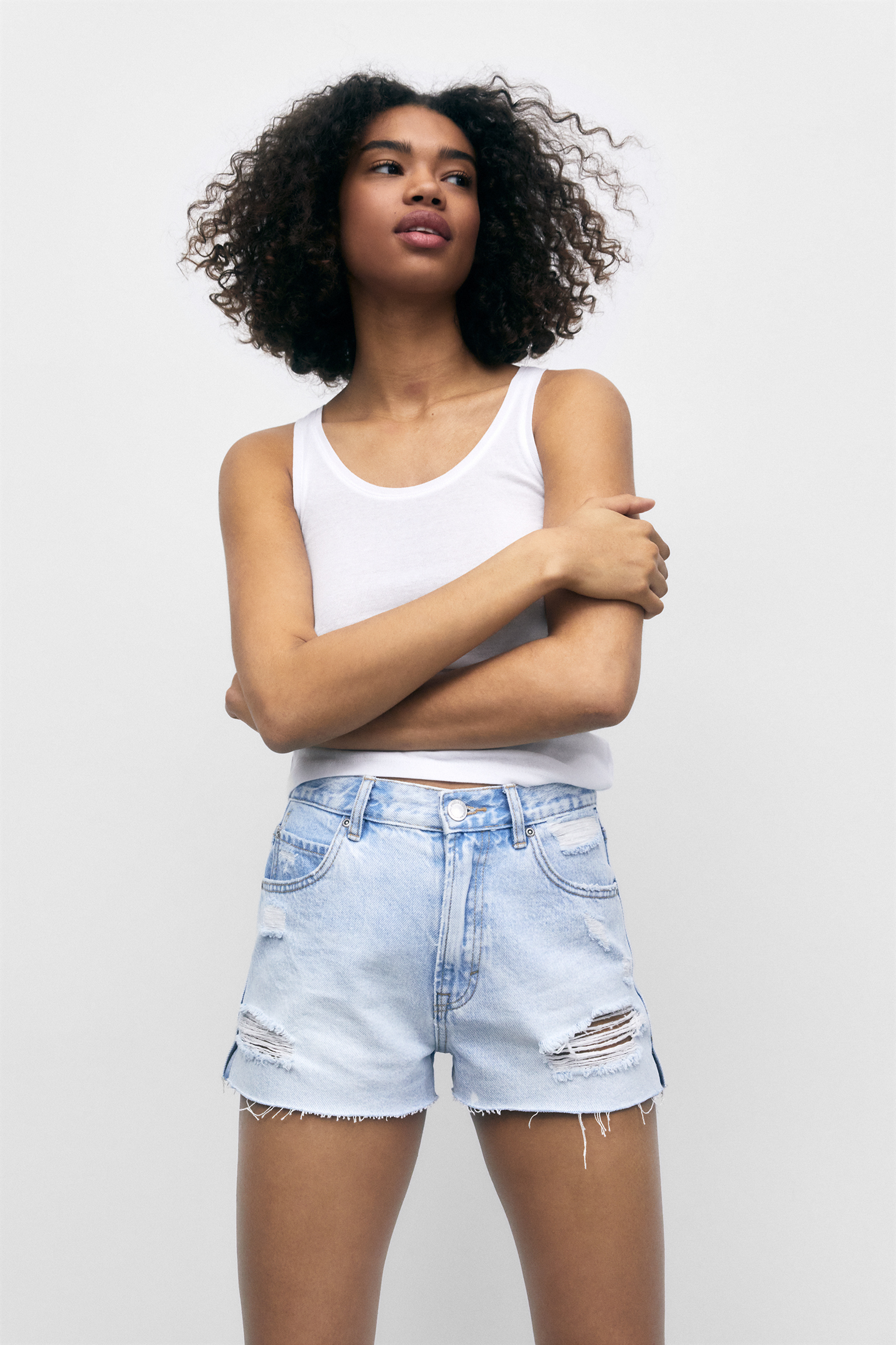 Topshop A-Line Ripped Denim Mom Shorts | Nordstrom