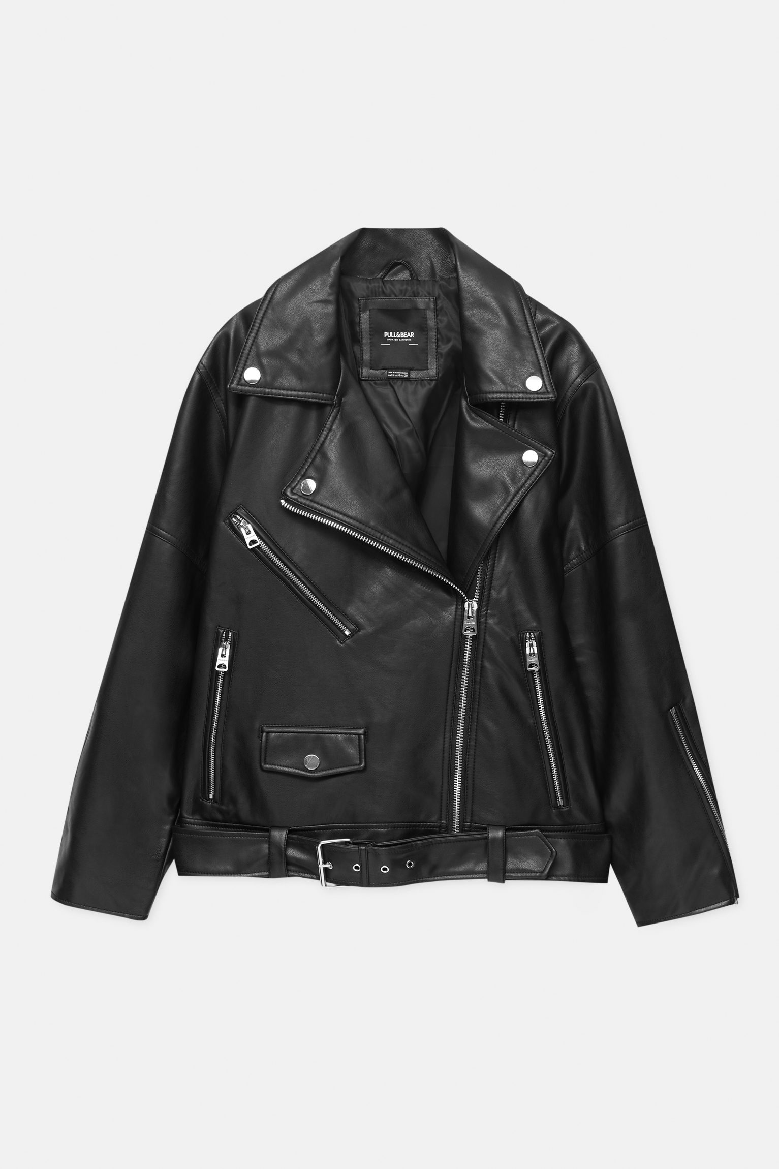 Oversize faux leather biker jacket - pull&bear