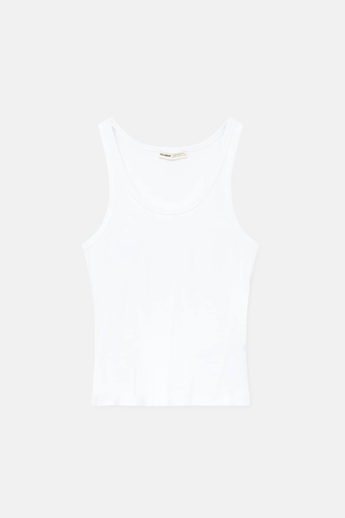 Ribbed tank top with wide straps - pull&bear
