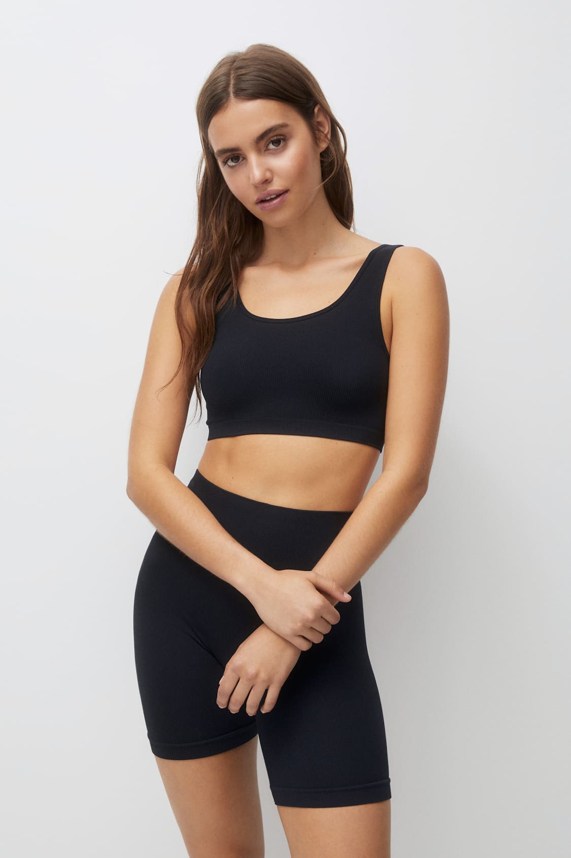 Lace halter crop top - PULL&BEAR