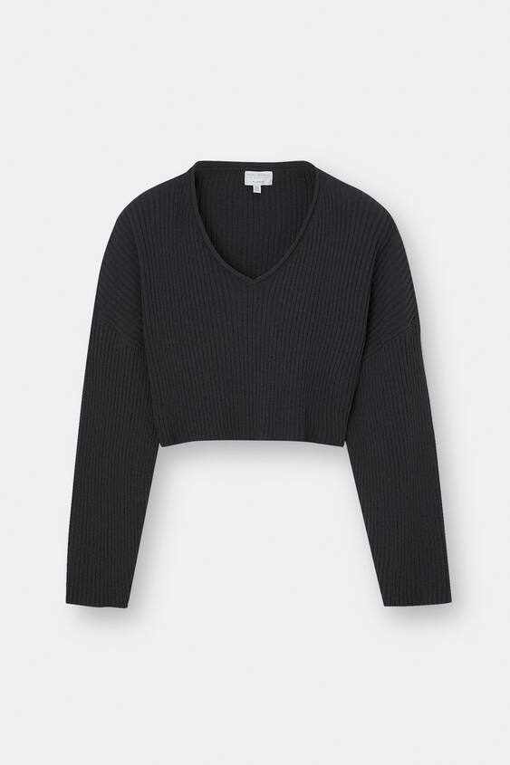 V-neck cropped sweater - Women