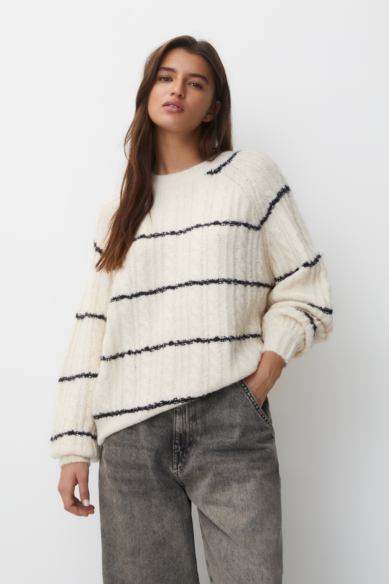 Double-Layer Stripe Jersey Pulloverマメクロゴウチ