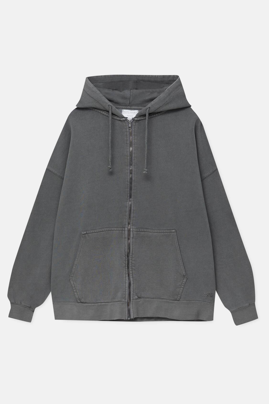 Washed hoodie with hem detail - PULL&BEAR