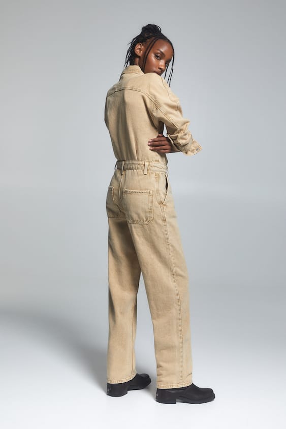 Denim Workwear Style Sleeveless Shorts Romper Outfit