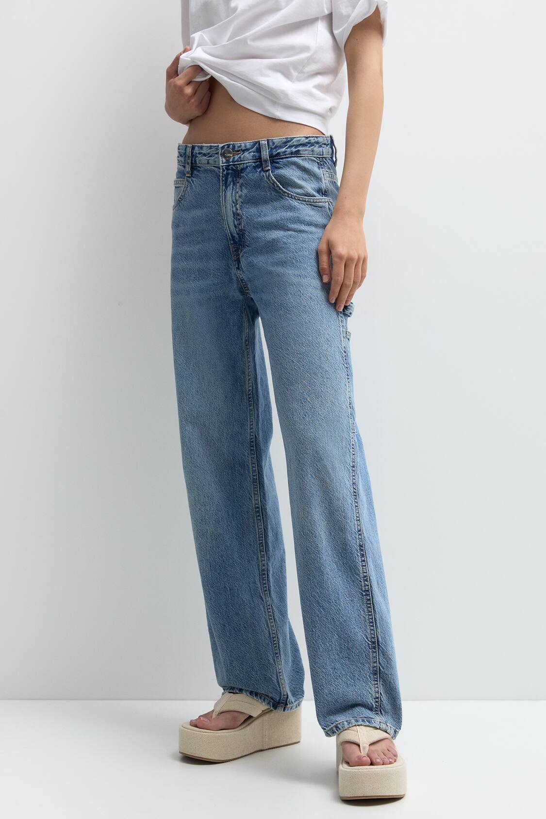 Mid-rise carpenter jeans - pull&bear