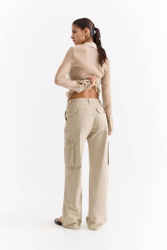 Pantalones cargo rectos para mujer New Saige Beige