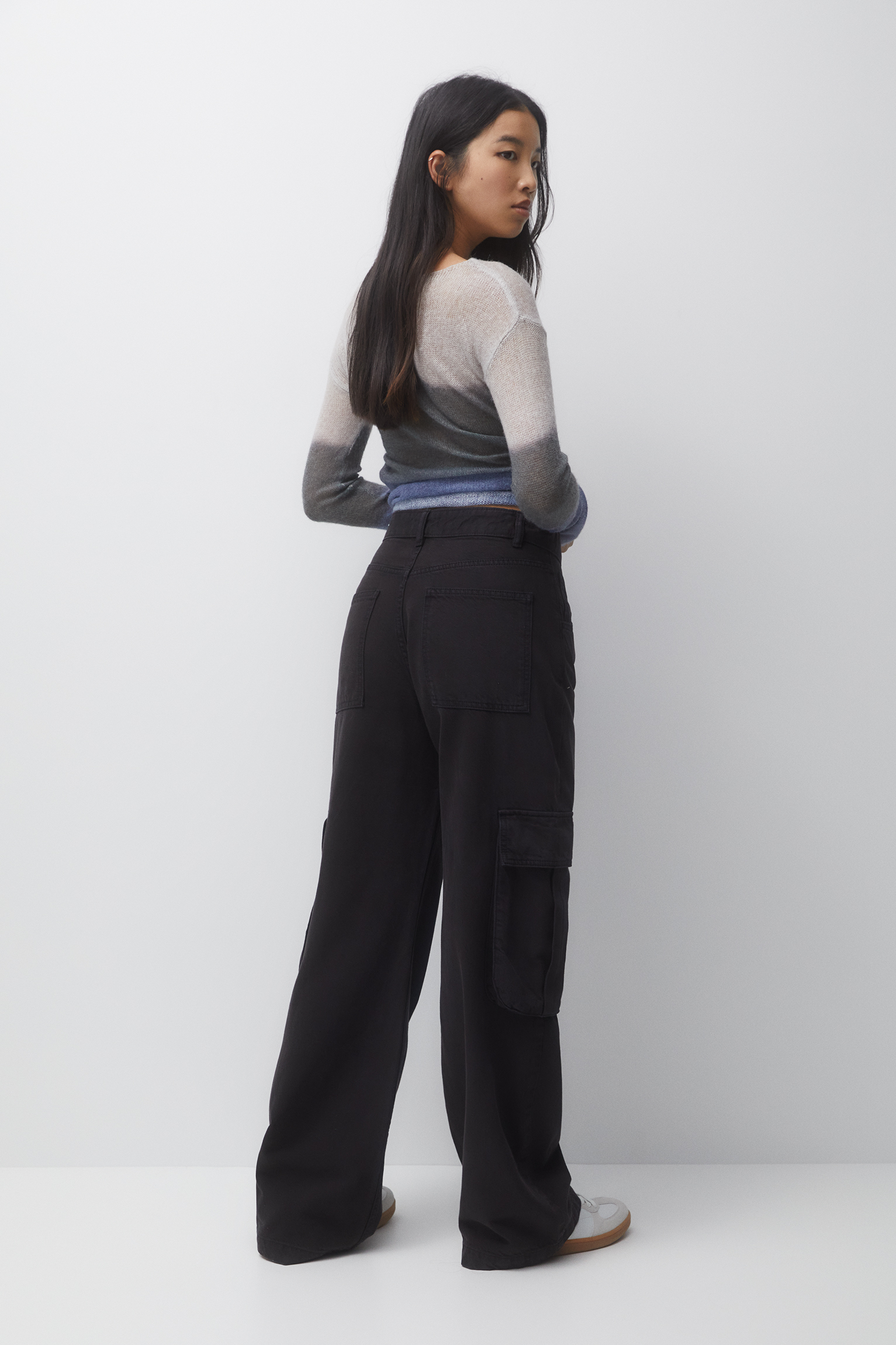 Buy Black Soft Wide Leg Cargo Trousers from Next Luxembourg