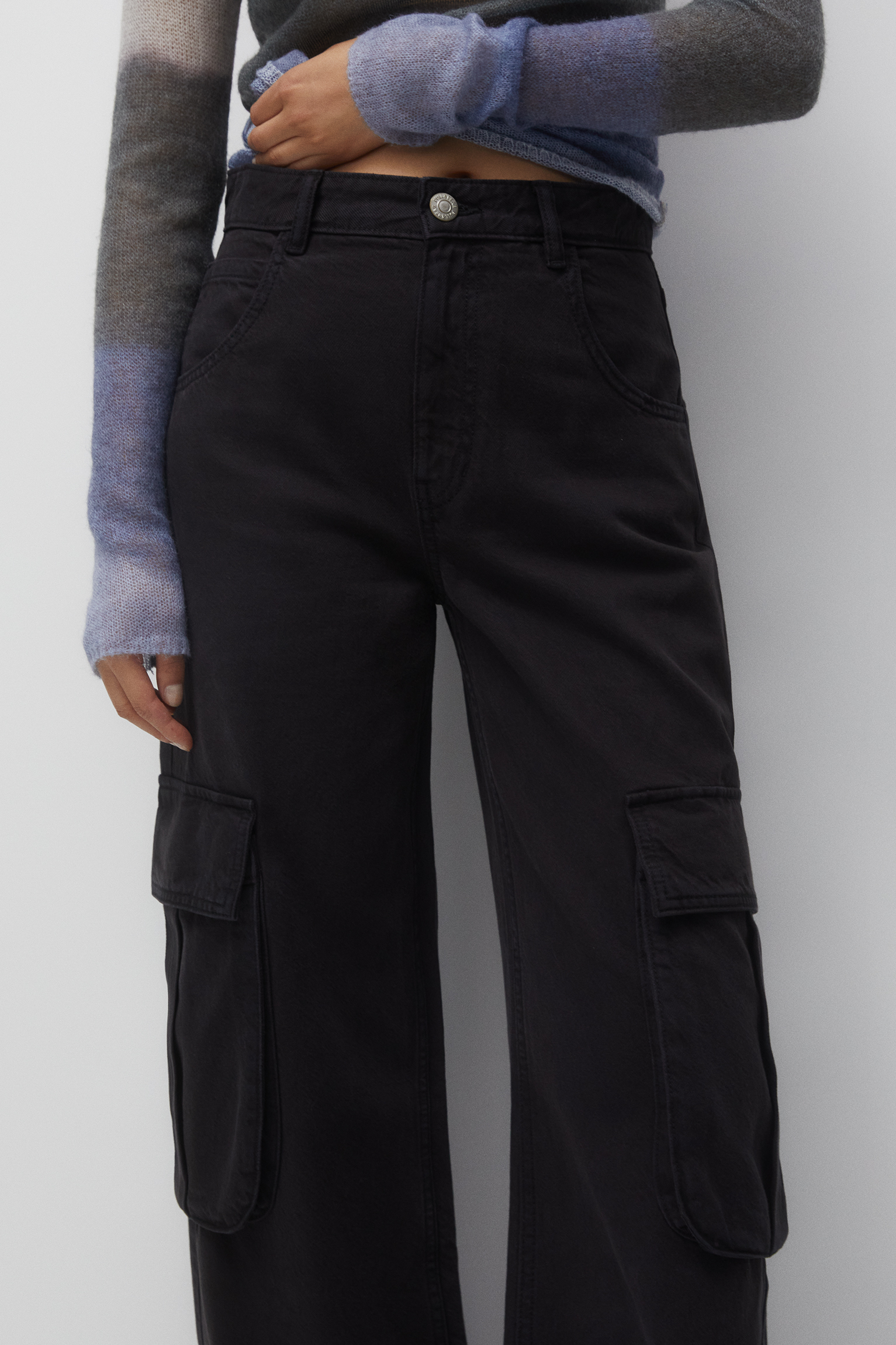Plus Black Nylon Pocket Wide Leg Cargo Pants | PrettyLittleThing USA