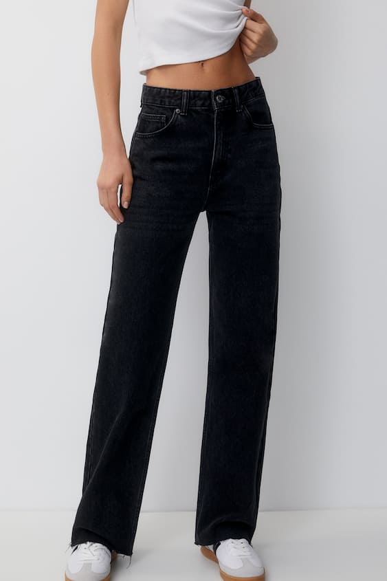 Jeans straight con brillo - Jeans - ROPA - Mujer 