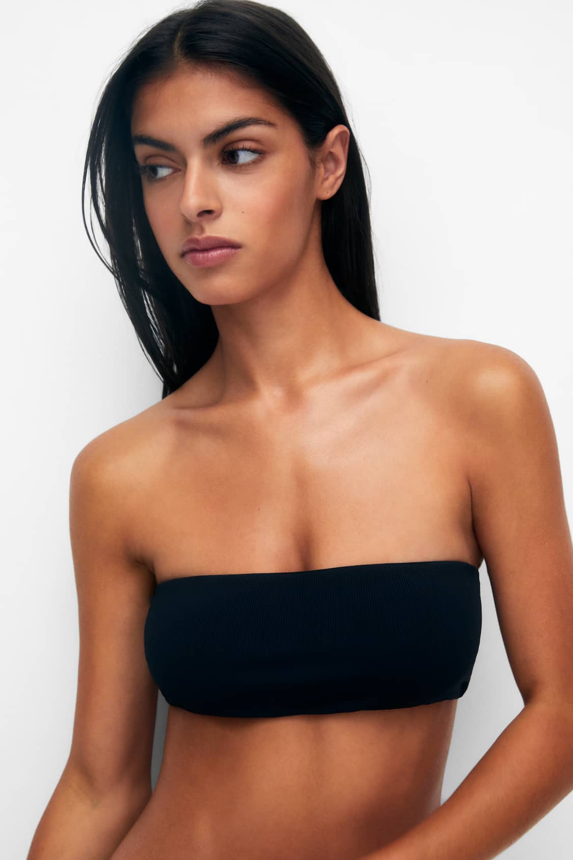 Patent leather bandeau top in Black for Women