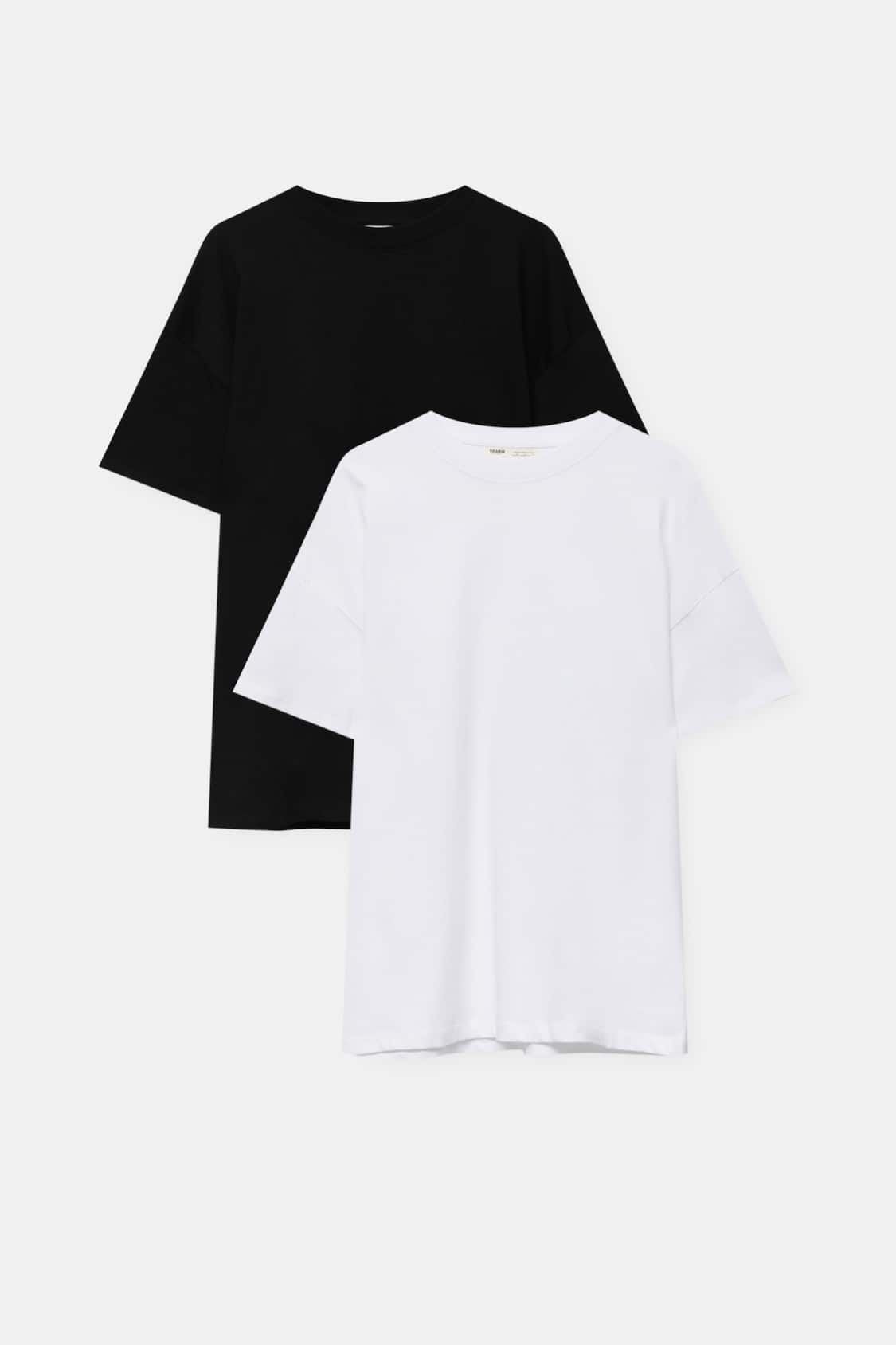 Camiseta para mujer, paquete de 2 camisetas de manga corta para mujer,  color negro y blanco, Blanco