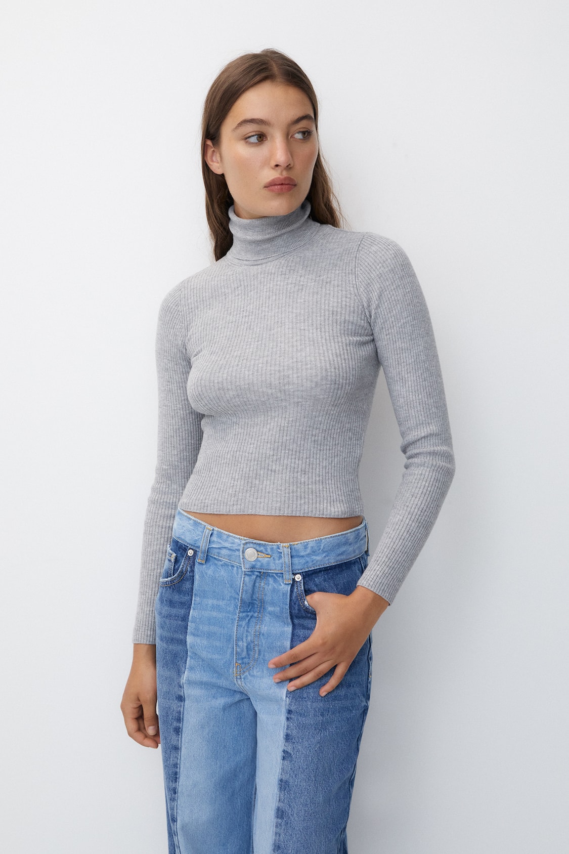 High neck knit sweater - pull&bear
