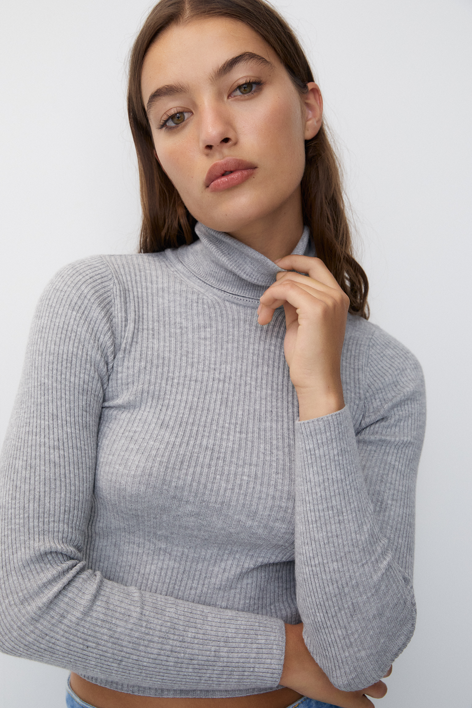 High neck knit sweater - pull&bear