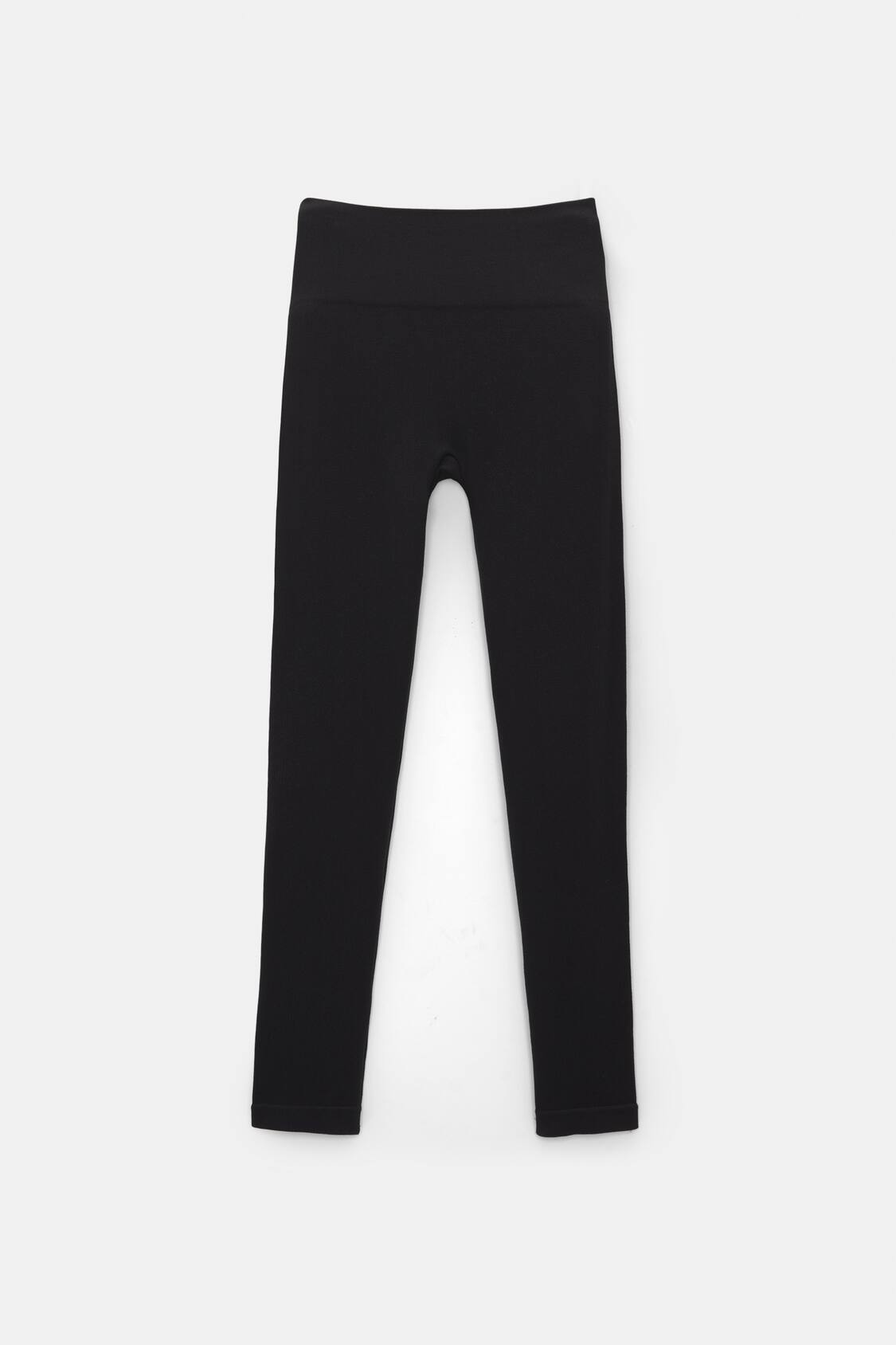 Pull & Bear seamless ribbed leggings co-ord in black