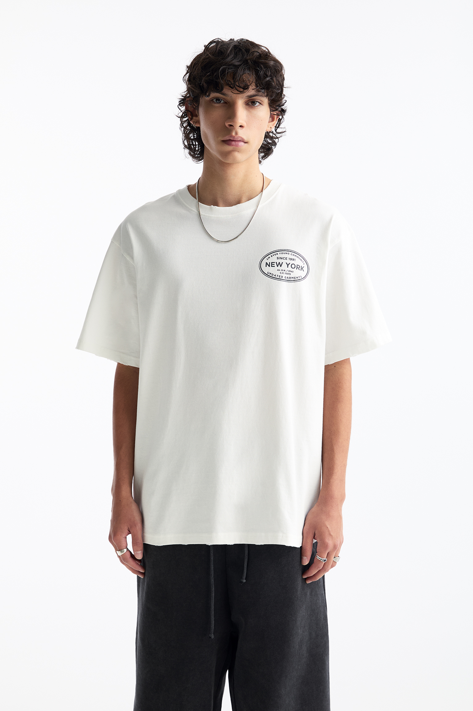 White “New York” graphic T-shirt - PULL&BEAR 