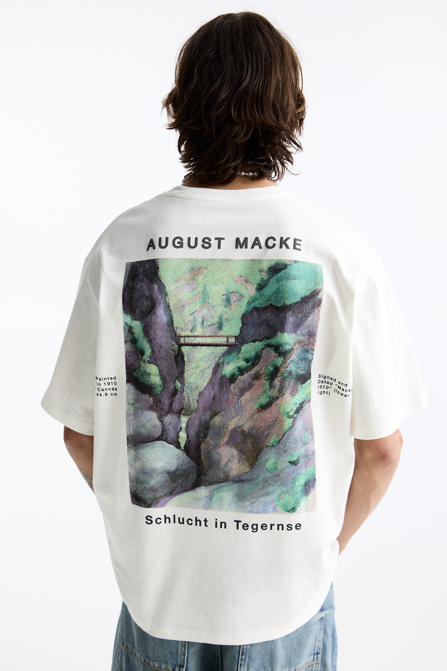 Weißes T-Shirt August Macke - PULL&BEAR