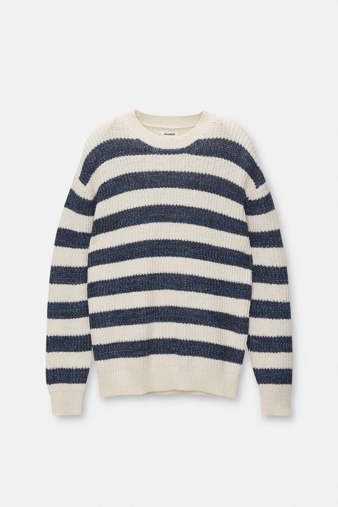 Round neck sweater with stripes - PULL&BEAR