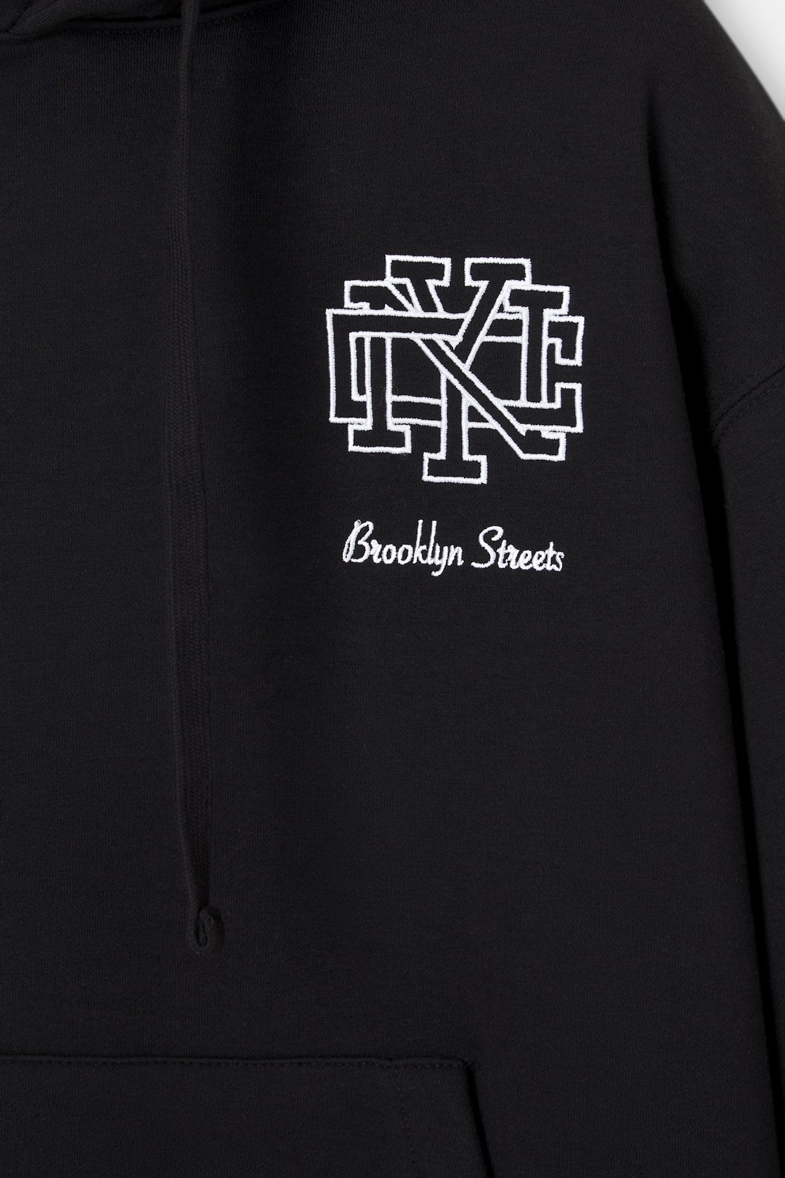 Pull&Bear Brooklyn hoodie in black